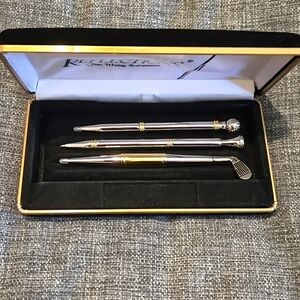 Vintage 3 piece golf pen set with case.